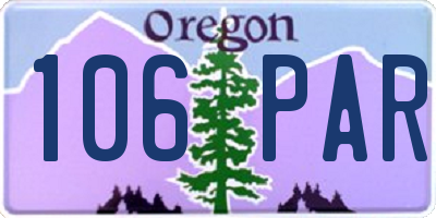 OR license plate 106PAR