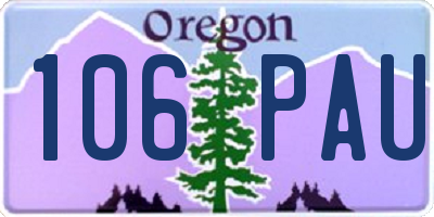 OR license plate 106PAU