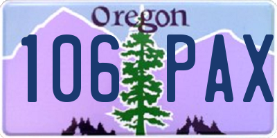 OR license plate 106PAX