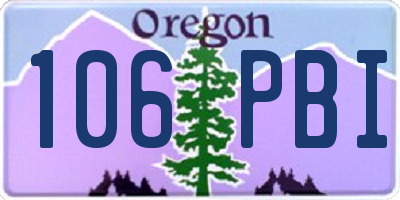 OR license plate 106PBI
