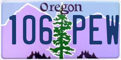 OR license plate 106PEW