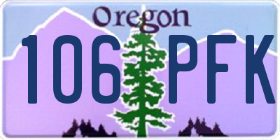 OR license plate 106PFK
