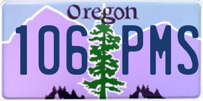 OR license plate 106PMS