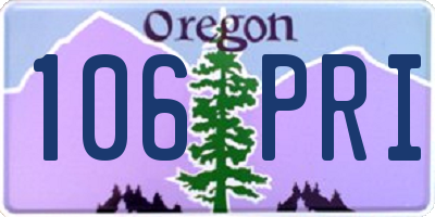 OR license plate 106PRI