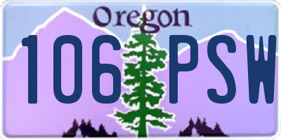 OR license plate 106PSW
