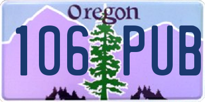 OR license plate 106PUB