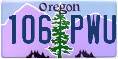 OR license plate 106PWU