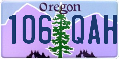 OR license plate 106QAH