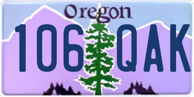 OR license plate 106QAK