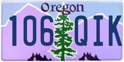 OR license plate 106QIK