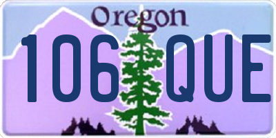 OR license plate 106QUE
