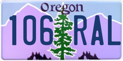 OR license plate 106RAL