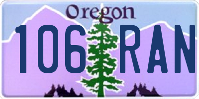 OR license plate 106RAN