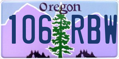 OR license plate 106RBW