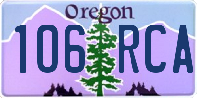 OR license plate 106RCA
