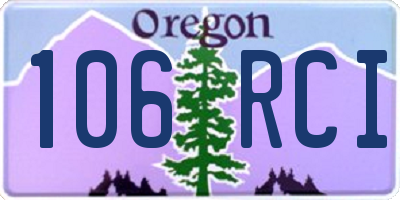 OR license plate 106RCI