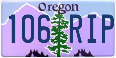 OR license plate 106RIP