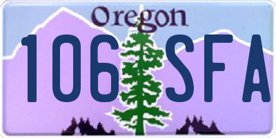 OR license plate 106SFA
