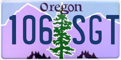 OR license plate 106SGT