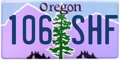 OR license plate 106SHF