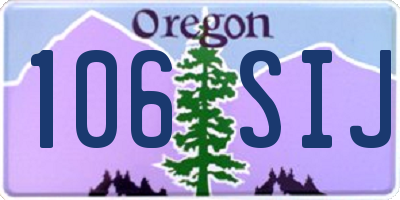 OR license plate 106SIJ