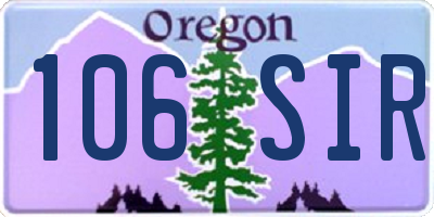 OR license plate 106SIR