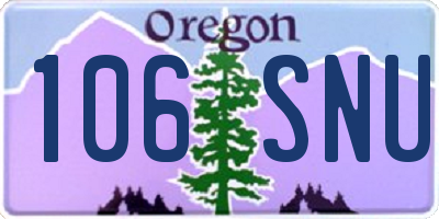 OR license plate 106SNU
