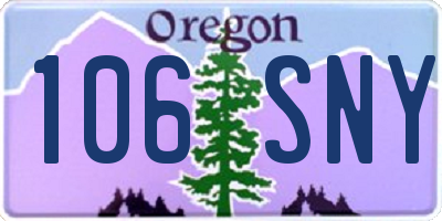 OR license plate 106SNY