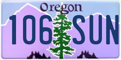OR license plate 106SUN