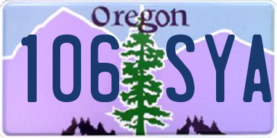 OR license plate 106SYA