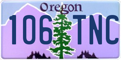 OR license plate 106TNC
