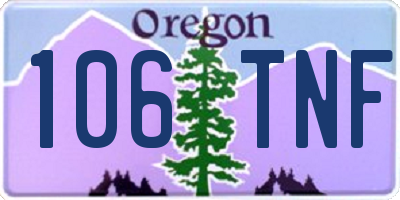 OR license plate 106TNF