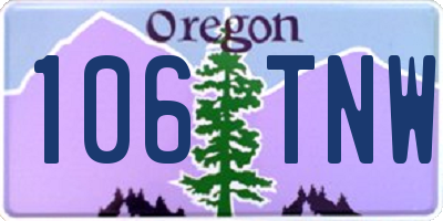 OR license plate 106TNW