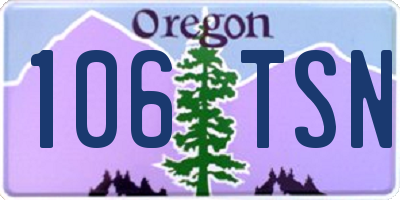 OR license plate 106TSN