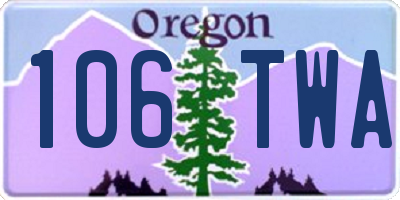 OR license plate 106TWA