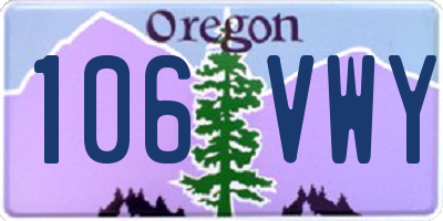 OR license plate 106VWY