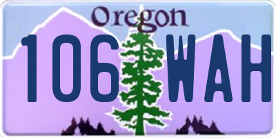 OR license plate 106WAH