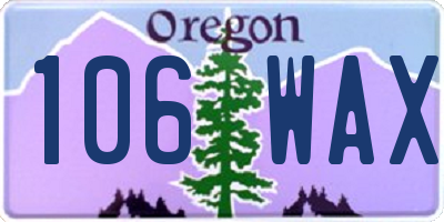 OR license plate 106WAX
