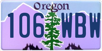 OR license plate 106WBW