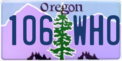 OR license plate 106WHO