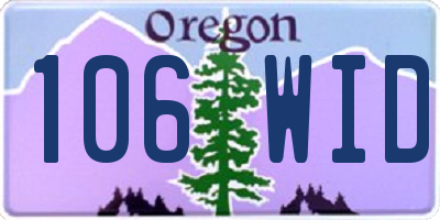 OR license plate 106WID