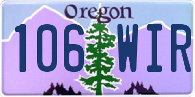 OR license plate 106WIR