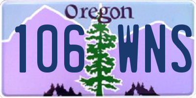 OR license plate 106WNS