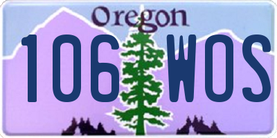 OR license plate 106WOS