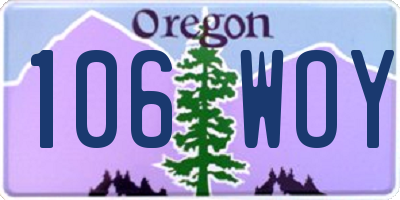 OR license plate 106WOY