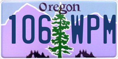 OR license plate 106WPM