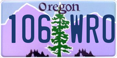 OR license plate 106WRO