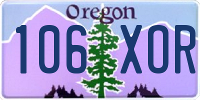OR license plate 106XOR