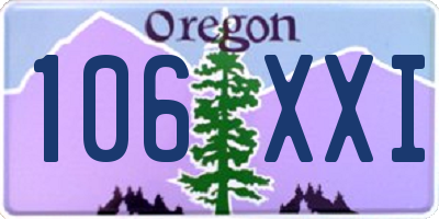 OR license plate 106XXI