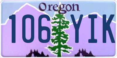 OR license plate 106YIK